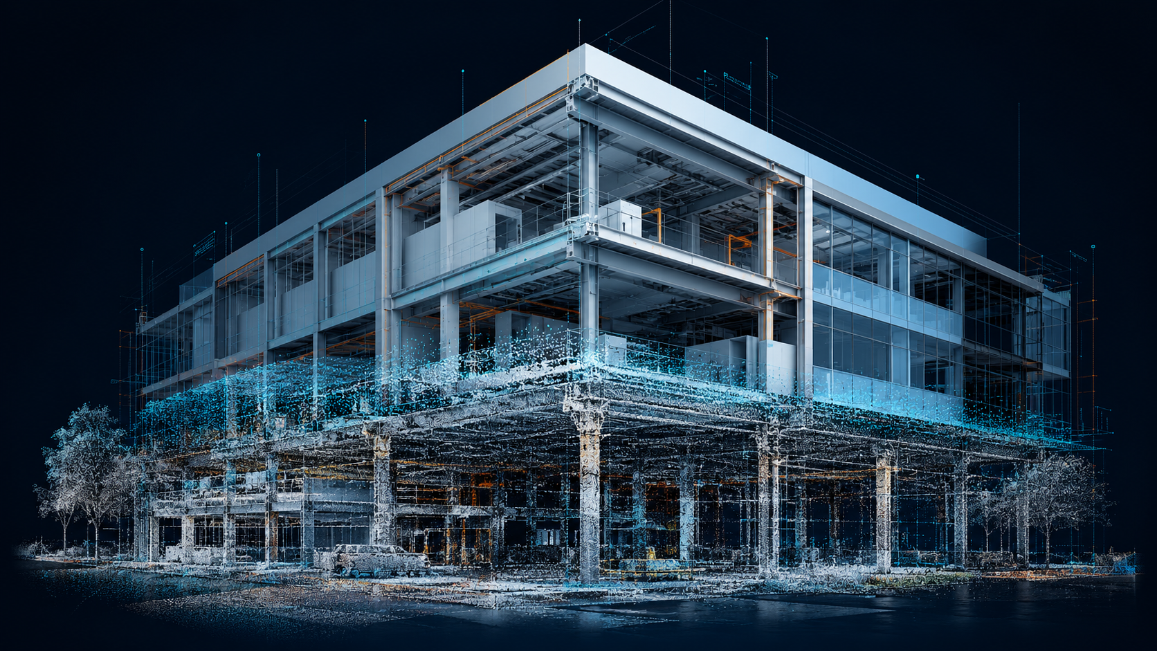 Concept scan-to-BIM con nuvola di punti e modello architettonico