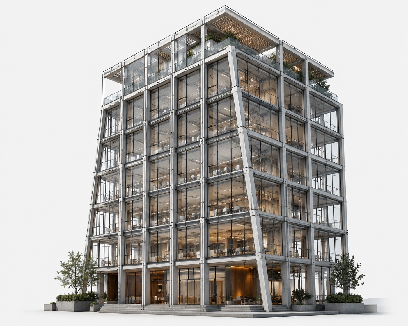 Edificio moderno in stile BIM su sfondo chiaro